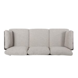 Christopher Knight Home Abigail Mid-Century Modern 3 Seater Wood Frame Sofa, Light Gray, Gray, Black