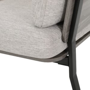 Christopher Knight Home Abigail Mid-Century Modern 3 Seater Wood Frame Sofa, Light Gray, Gray, Black