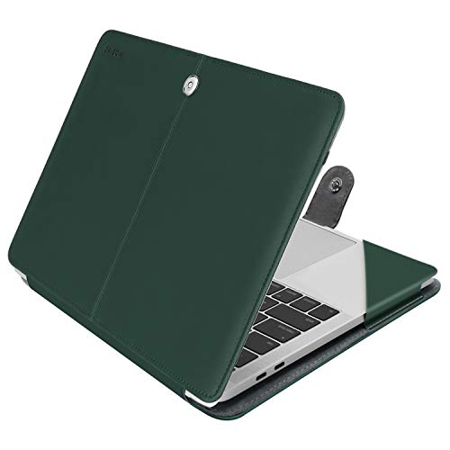 MOSISO Case Compatible with MacBook Air 13 inch M2 A2681 M1 A2337 A2179 A1932/Pro 13 inch M2 M1 A2338 A2251 A2289 A2159 A1989 A1706 A1708, PU Leather Folio Protective Stand Cover, Deep Teal