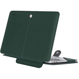 MOSISO Case Compatible with MacBook Air 13 inch M2 A2681 M1 A2337 A2179 A1932/Pro 13 inch M2 M1 A2338 A2251 A2289 A2159 A1989 A1706 A1708, PU Leather Folio Protective Stand Cover, Deep Teal