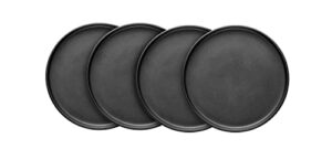 stone lain stoneware round salad plates set, black matte, 1.05 pounds