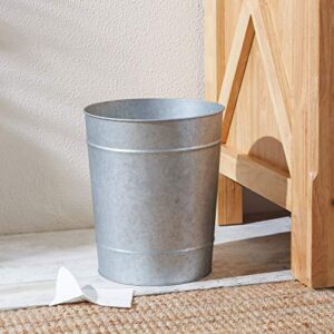 KMWARES Decorative Round Wastebasket/Trash Can/Garbage Can for Home Accent, Kitchen, Bathroom Accessories, Office Decoration - Rustic Galvanized Steel Metal
