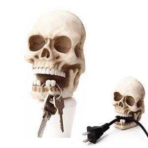 paney skull sculpture key storage hook, skeleton key holder wall mounted hooks, key stand for home wall decoration funny gift