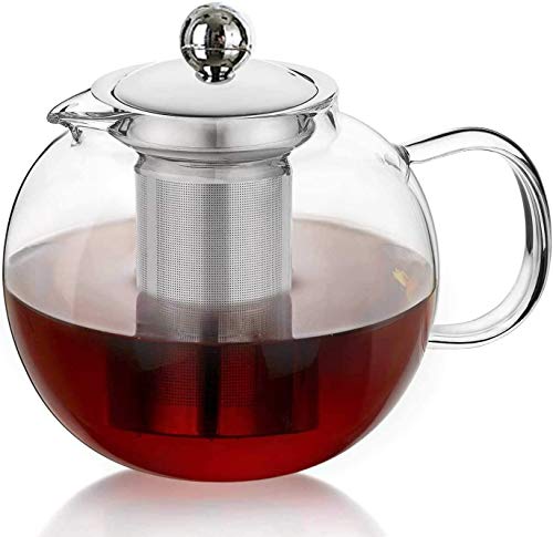 Glass Teapot with Removable Infuser & Blooming and Loose Leaf, Iced Tea Maker & Brewer Teapot with Infuser forLoose Leaf Tea Maker Set (28oz)