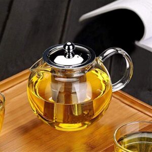 Glass Teapot with Removable Infuser & Blooming and Loose Leaf, Iced Tea Maker & Brewer Teapot with Infuser forLoose Leaf Tea Maker Set (28oz)