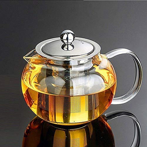 Glass Teapot with Removable Infuser & Blooming and Loose Leaf, Iced Tea Maker & Brewer Teapot with Infuser forLoose Leaf Tea Maker Set (28oz)