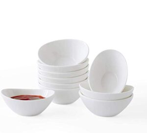 tamaykim 2.5 oz white porcelain dipping bowls set of 10, sauce bowls/dishes for soy sauce, ketchup, bbq sauce or seasoning