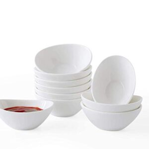 TAMAYKIM 2.5 oz White Porcelain Dipping Bowls Set of 10, Sauce Bowls/Dishes for Soy Sauce, Ketchup, BBQ Sauce or Seasoning
