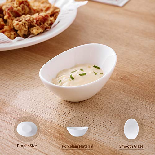 TAMAYKIM 2.5 oz White Porcelain Dipping Bowls Set of 10, Sauce Bowls/Dishes for Soy Sauce, Ketchup, BBQ Sauce or Seasoning