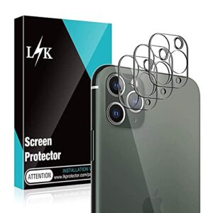 [3 pack] l k camera lens protector for iphone 11 pro/iphone 11 pro max, hd clear tempered glass protector case friendly easy installation