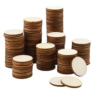 200 pieces 1 inch unfinished wood slices round disc circle wood pieces wooden cutouts ornaments for craft and decoration