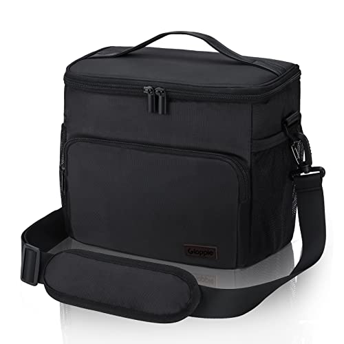 Gloppie Lunch Bag for Men Lunch Box Bag Women Insulated Lunch Cooler Bag Lunchbox for Adults Reusable Lunchbag Black Lncuh Pail Work