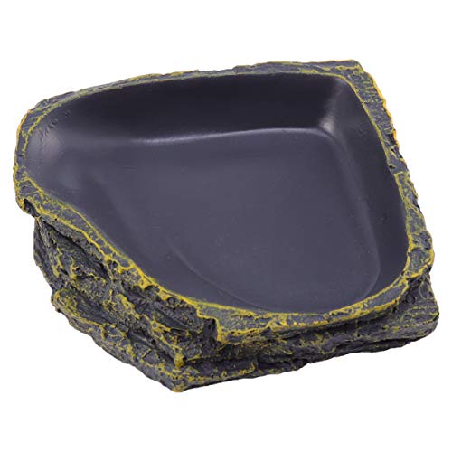 POPETPOP Reptile Food Dish Terrarium Water Bowl Food Feeding Plate Container Drinking Water Tray Resin for Snake Tortoise Frog