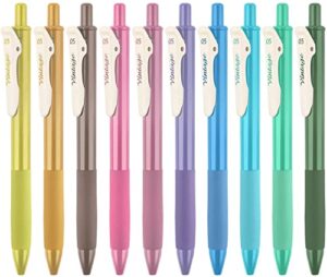 stapens 10 colored retractable gel pens, 0.5 mm medium point pens with quick dry ink, ballpoint gel pens for journaling writing drawing doodling and notetaking