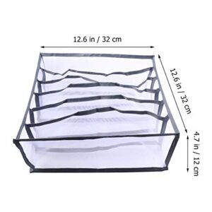 Cabilock 3PCS Underwear Storage Boxes Collapsible Closet Divider Nylon Grids Style for Bra Socks Ties Scarves Lingerie for Wardrobe Cabinet Organizer (Grey)