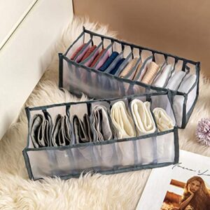 Cabilock 3PCS Underwear Storage Boxes Collapsible Closet Divider Nylon Grids Style for Bra Socks Ties Scarves Lingerie for Wardrobe Cabinet Organizer (Grey)