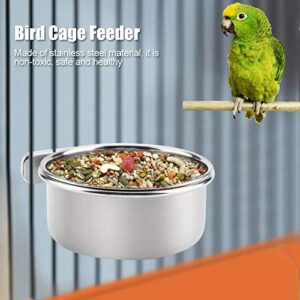 Leftwei Bird Feeding Dish Cups,Bird Cage Feeder, Stainless Steel Parrot Bowl, Bird Feeders Bird Parrot Waterers Bowls Reliable Bird Cage Accessory(Large)