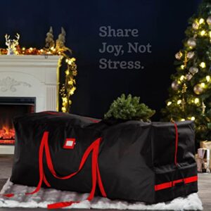 Zober Artificial Christmas Tree Bag - with Wheels Premium 600D Oxford, Large Rolling tree Bag fits Up to 7ft Un-Assembled Trees, Extra Stitched Handles for Carrying 17” x 16” x 48” (Black)