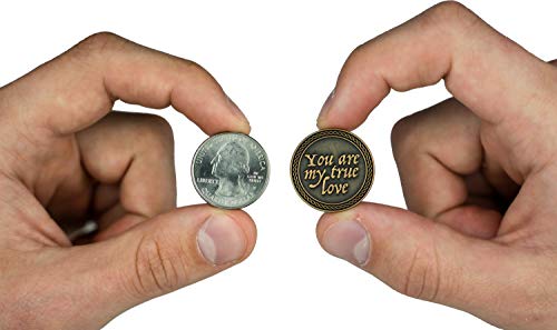 Romantic Love Expression Antique Gold Plated Pocket Coin for Date Night, You are My True Love, & The Best Thing That Ever Happened to Me, Love Gift for Men & Women, from Him or Her