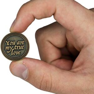 Romantic Love Expression Antique Gold Plated Pocket Coin for Date Night, You are My True Love, & The Best Thing That Ever Happened to Me, Love Gift for Men & Women, from Him or Her