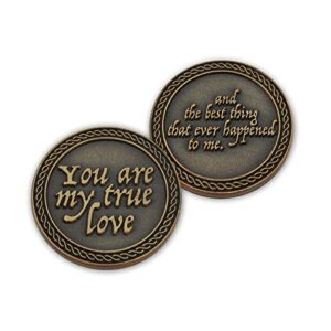 Romantic Love Expression Antique Gold Plated Pocket Coin for Date Night, You are My True Love, & The Best Thing That Ever Happened to Me, Love Gift for Men & Women, from Him or Her