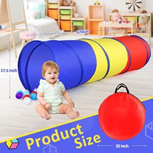 PigPigPen Pop Up Play Tunnel Tent for Toddlers Babies or Dogs, Indoor & Outdoor Toys for Kids Backyard Playset. (Red,Yellow,Blue)