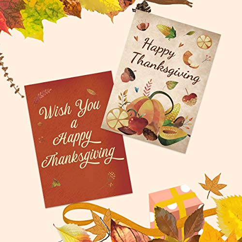 FANCY LAND 12 Thanksgiving Greeting Cards Thanksgiving Cards with Envelopes 5 X 7 for Kids Adults Friends Family