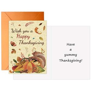 FANCY LAND 12 Thanksgiving Greeting Cards Thanksgiving Cards with Envelopes 5 X 7 for Kids Adults Friends Family