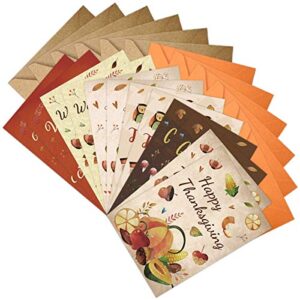 FANCY LAND 12 Thanksgiving Greeting Cards Thanksgiving Cards with Envelopes 5 X 7 for Kids Adults Friends Family