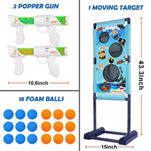 M AOMEIQI Kids Toys for 5 6 7 8 9 10+ Years Old Boys Shooting Game Toy Indoor Outdoor Games for Kids with Moving Shooting Target & 2 Blasters Guns & 18 Foam Balls - Compatible with Nerf Toy Guns