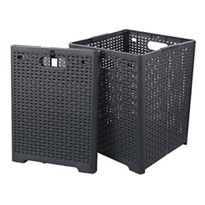 tstorage 45l plastic collapsible storage laundry baskets, foldable laundry hampers, 2 packs