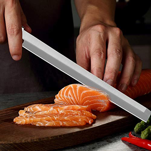 XYJ Japanese Sushi Knife High Carbon Stainless Steel Salmon Knife 9" Extra Long Slicer Razor Sharp Sashimi Watermelon Knives with Edge Guards Kitchen Knife Tool