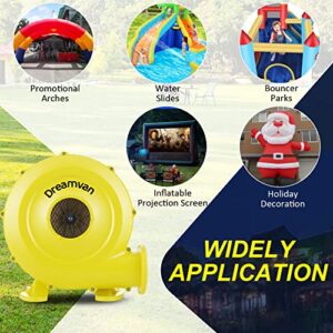 Air Blower for Inflatables- Inflatable Blower 450 Watt,0.6 HP Bounce House Blower for Jumper, Bouncy Castle Yellow Electric Air Pump Fan Commercial Blower