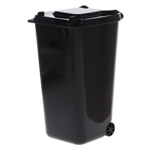 beerty mini solid color trash can shaped pen holder storage bin stylish desktop organizer garbage can wastebasket(black)