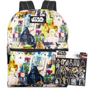 disney shop star wars backpack for boys kids bundle ~ premium 15" star wars schol bag with stickers (star wars school supplies)