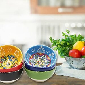 HeraCraft 6pcs Hand Painted Turkish Ceramic Snack Bowls 3.35''/8.5cm-74ml/2.5 oz Decorative Ottoman Tulips Design Multi-Purpose Cute Set - Pinch Sauce Dipping Finger Small Serving Bowls