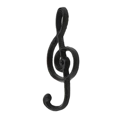 Bitray Decorative Hooks Musical Note Wall Hooks Black Cast Iron Wall Hanging Single Hook Hanging Clothes and Caps