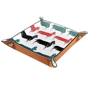 mapotofux dachshunds long dogs black, red blue green pattern vanity tray, toilet tank storage tray, resin bathtub tray bathroom tray, vanity organizer for tissues, candles, soap, towel
