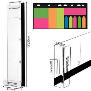 Barelove Multifunction Clear Computer Monitor Memo Boards, Set of 2 (Left & Right) Acrylic Screen Message Pad Side Panel Phone Holder, Utility Organizer for Office Desktop, with 1 Pack Sticky Notes