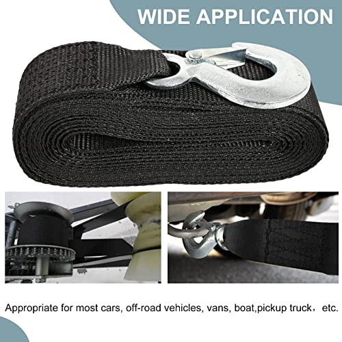 2" x20' Trailer Winch Strap with Safety Snap Hook Breaking Strength 10000 lbs Max Towing Working Load at 3300 lbs for ATV Jetski Trailer Boat Wave Runner Towing Heavy Duty Equipment， Black