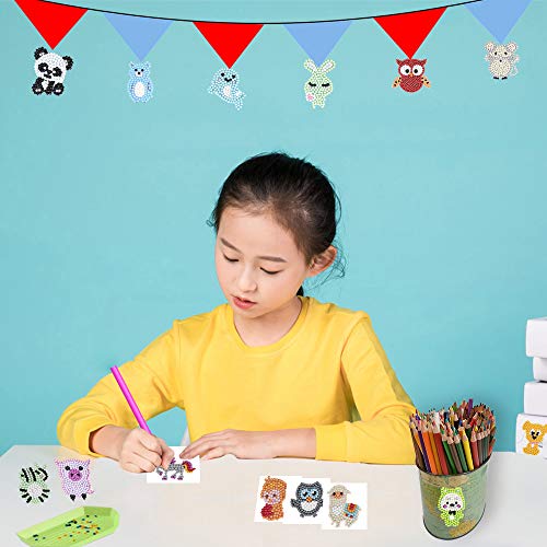 LASZOLA 36Pcs DIY Diamond Painting Stickers Kits for Kids, 5D Animal Sticker Paint with Diamonds by Numbers Kits Crafts Set for Children, Boys and Girls (Version 1)