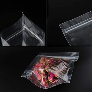 Kingrol 100 Ct 7 x 10.25 Inch Clear Stand Up Food Pouch Bags with Resealable Lock Seal Zipper, Heat Sealable Packaging Bags for Food Storage
