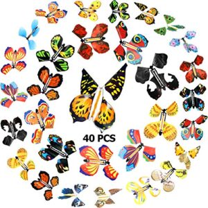40 pieces magic flying butterfly butterfly gift box wind up fairy butterfly in the book romantic rubber band powered butterfly toys for birthday anniversary wedding christmas