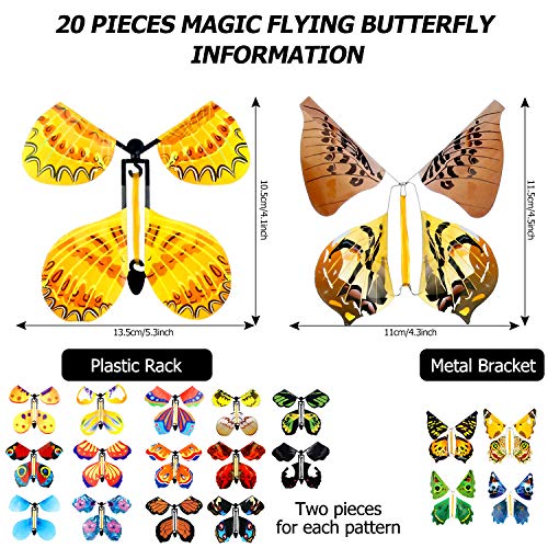 40 Pieces Magic Flying Butterfly Butterfly Gift Box Wind up Fairy Butterfly in The Book Romantic Rubber Band Powered Butterfly Toys for Birthday Anniversary Wedding Christmas