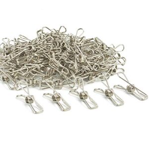 wire clothespins laundry chip clips - 100 pack bulk clothes pins heave duty,durable metal clothes pegs long-lasting strong-grip multi-purpose for clothesline,snack bags,pictures,paper at home,office