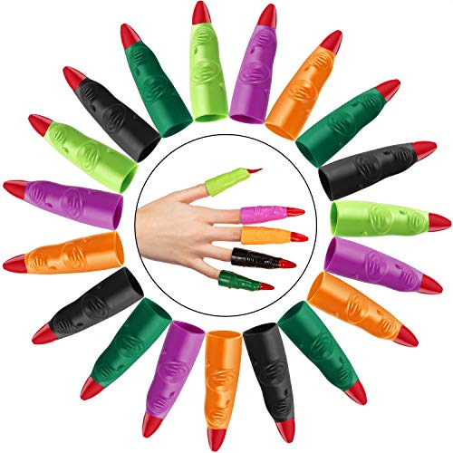 40 Pieces Halloween Colorful Witch Fingers for Reading, Plastic Fake Fingers, Martian Witch Fingers for Kids Finger Reading Pointer, Young Readers, Halloween Party Cosplay Costume Accessory, 5 Colors