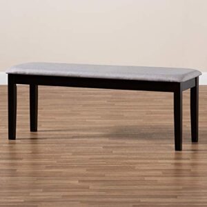 Baxton Studio Teresa Modern and Contemporary Transitional Grey Fabric Upholstered and Dark Brown Finished Wood Dining Bench