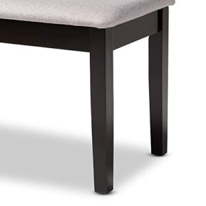 Baxton Studio Teresa Modern and Contemporary Transitional Grey Fabric Upholstered and Dark Brown Finished Wood Dining Bench