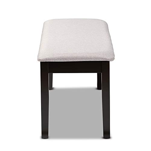 Baxton Studio Teresa Modern and Contemporary Transitional Grey Fabric Upholstered and Dark Brown Finished Wood Dining Bench