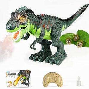 wq remote control dinosaur toys for kids 5-7, electronic walking robot dinosaur, roar sounds, flashing light, laying eggs, realistic rc dinosaur t-rex toys birthday gift for boys girls 3+ years old